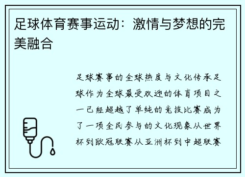 足球体育赛事运动：激情与梦想的完美融合